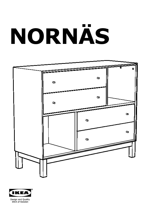 NORNÄS Commode 4 tiroirs/2 compartiments