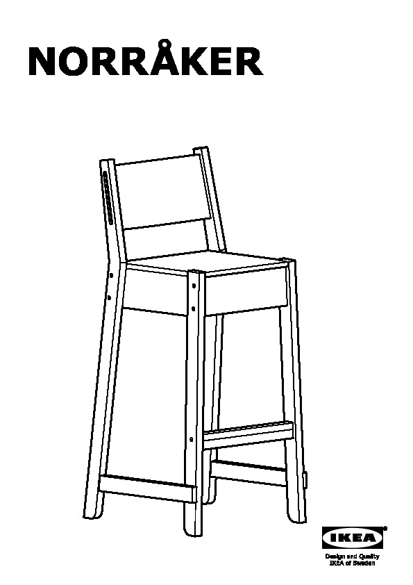 NORRÃKER Bar stool with backrest
