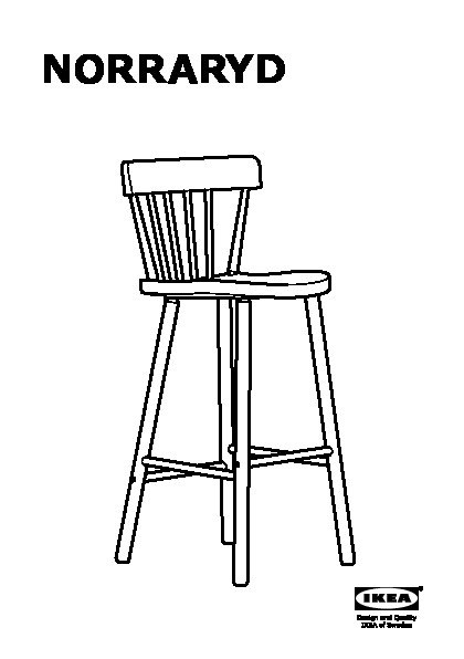 NORRARYD Bar stool with backrest