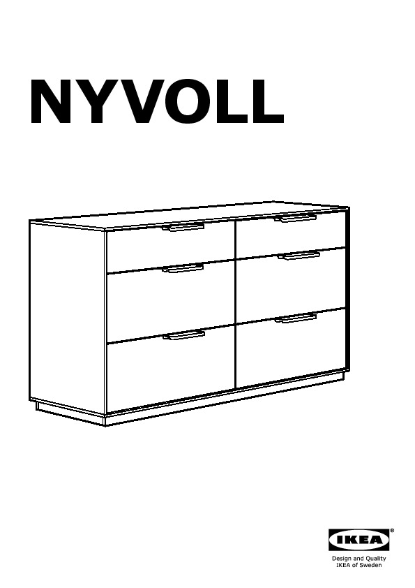 Nyvoll 6 Drawer Dresser Light Gray White Ikea United States