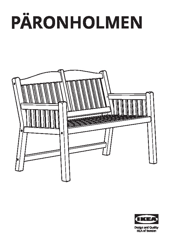 PÃRONHOLMEN Bench with backrest, outdoor
