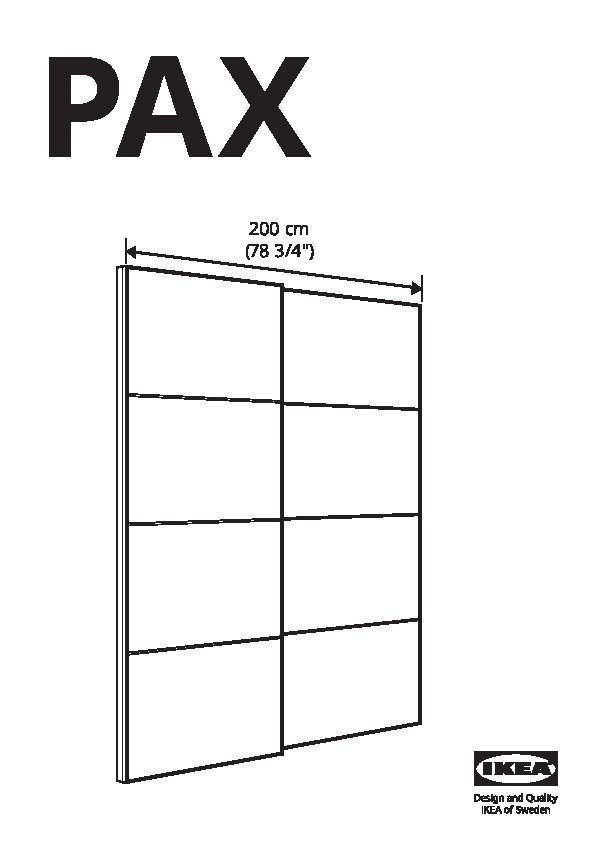 PAX Pair of sliding door frames & rail