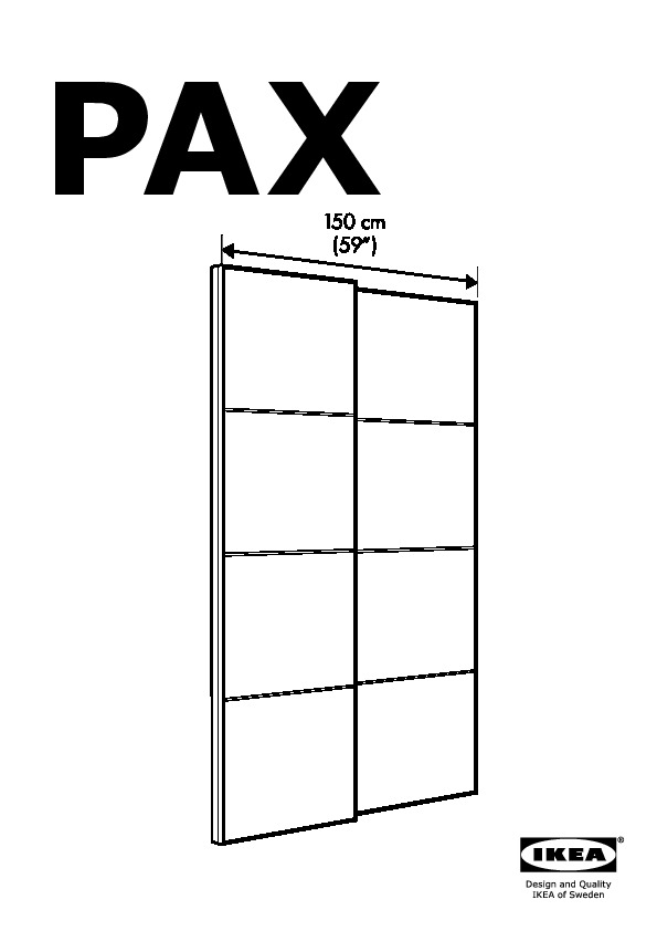 PAX pair of sliding door frames & rail