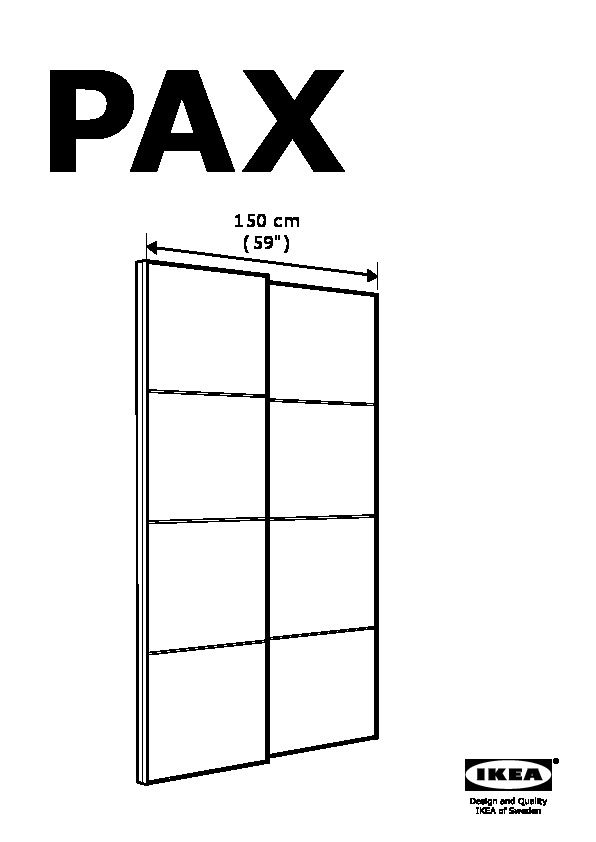 PAX pair of sliding door frames w rail