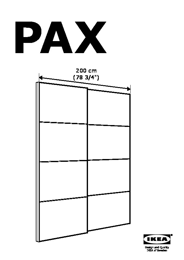 PAX pair of sliding door frames w rail