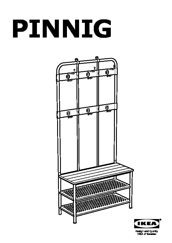 PINNIG Coat rack with shoe storage bench