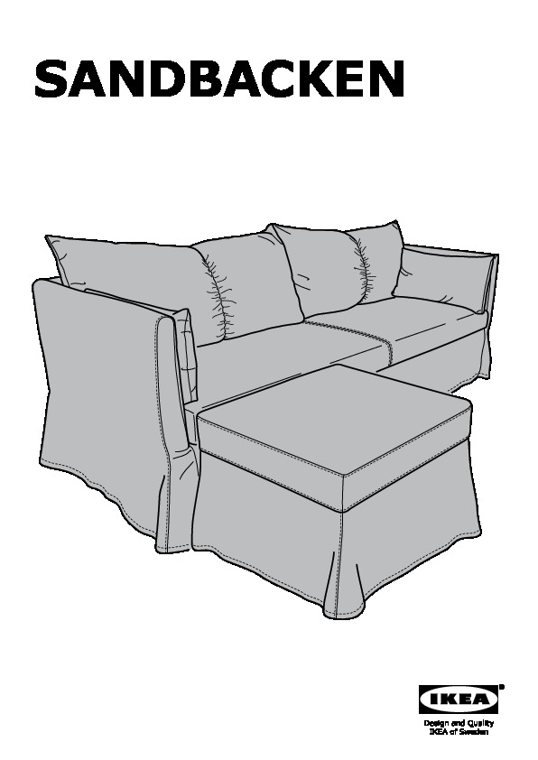 SANDBACKEN cover for 3-seat corner sectional