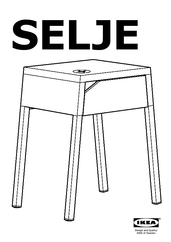 SELJE bedside table with hole for charger