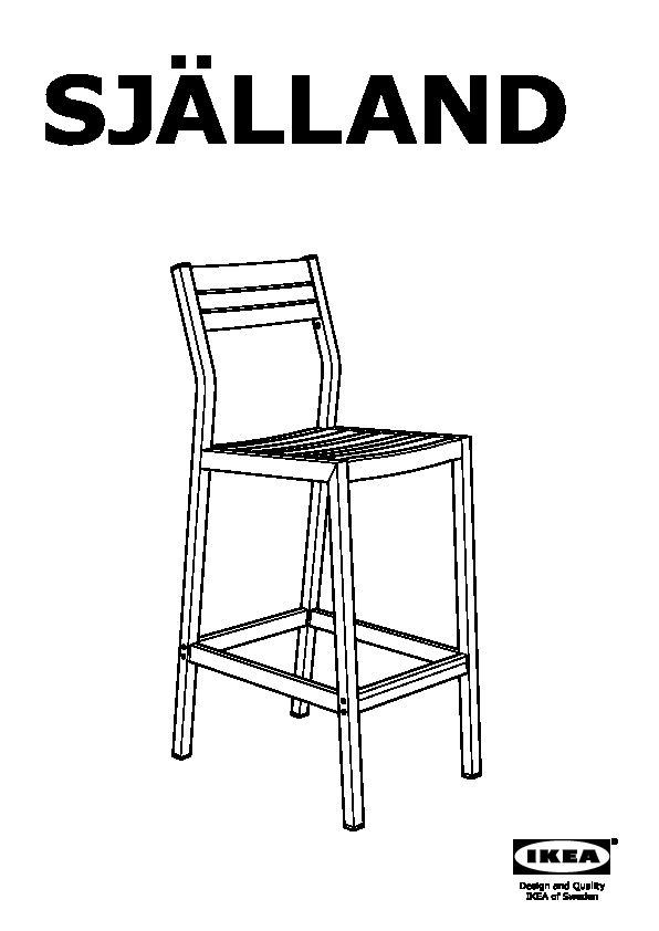 SJÄLLAND Bar stool with backrest, outdoor