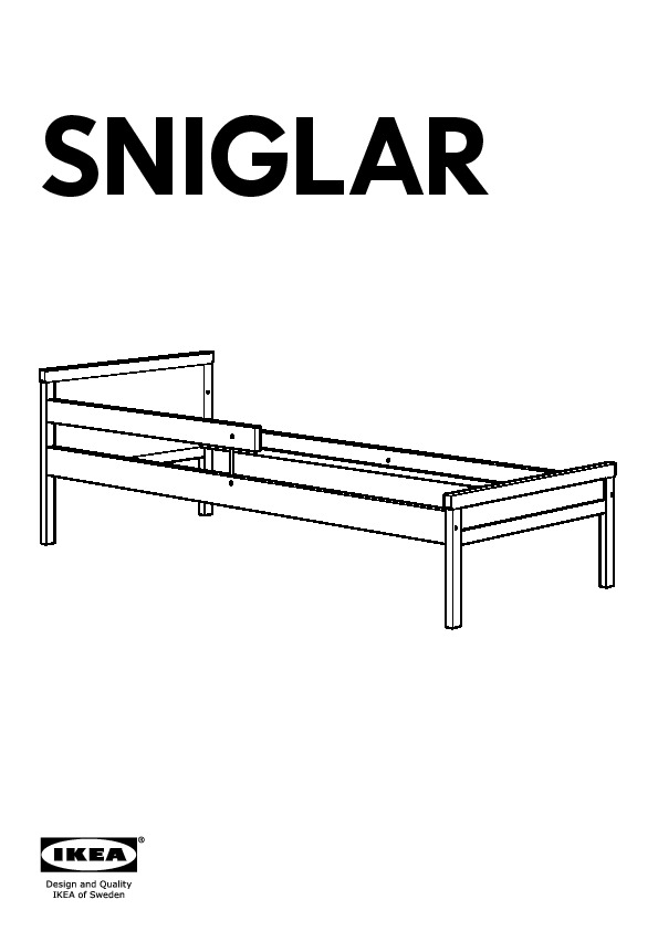 SNIGLAR bed frame and guard rail, junior
