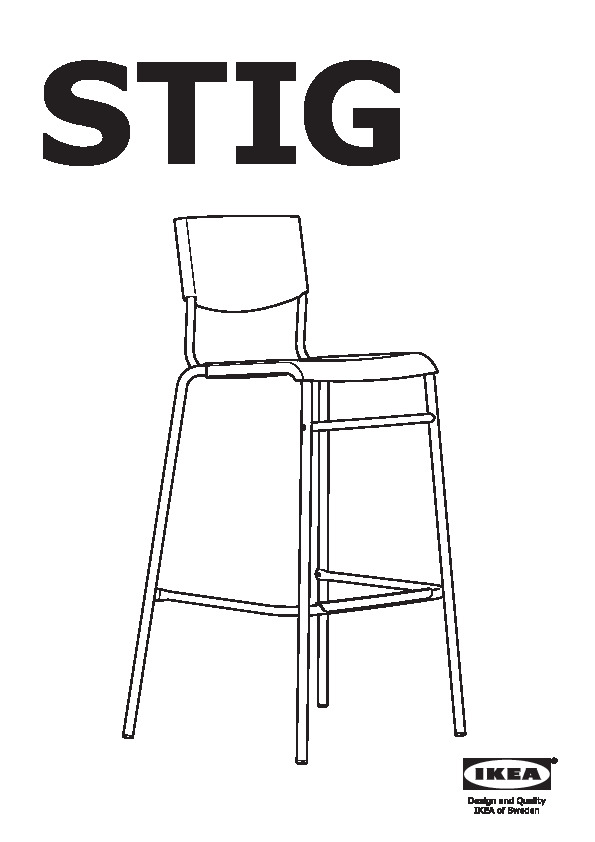 Stig Bar Stool With Backrest Black, Bar Stool Instructions