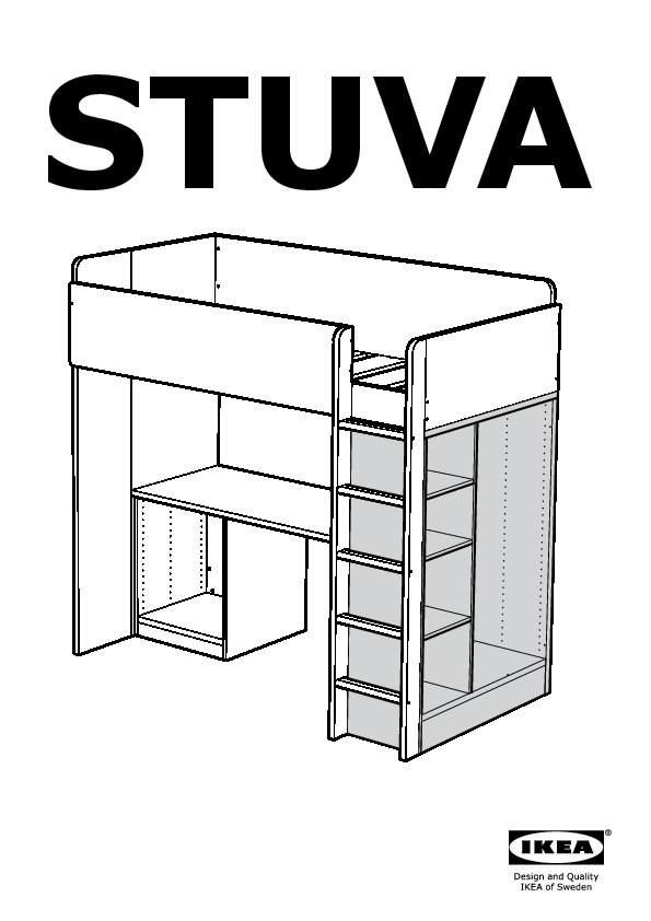 Stuva Loft Bed With 1 Drawer 2 Doors, Bunk Bed With Desk Underneath Ikea