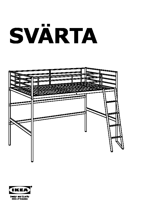 SvÄrta Loft Bed Frame Silver Color, How To Assemble Ikea Bunk Beds