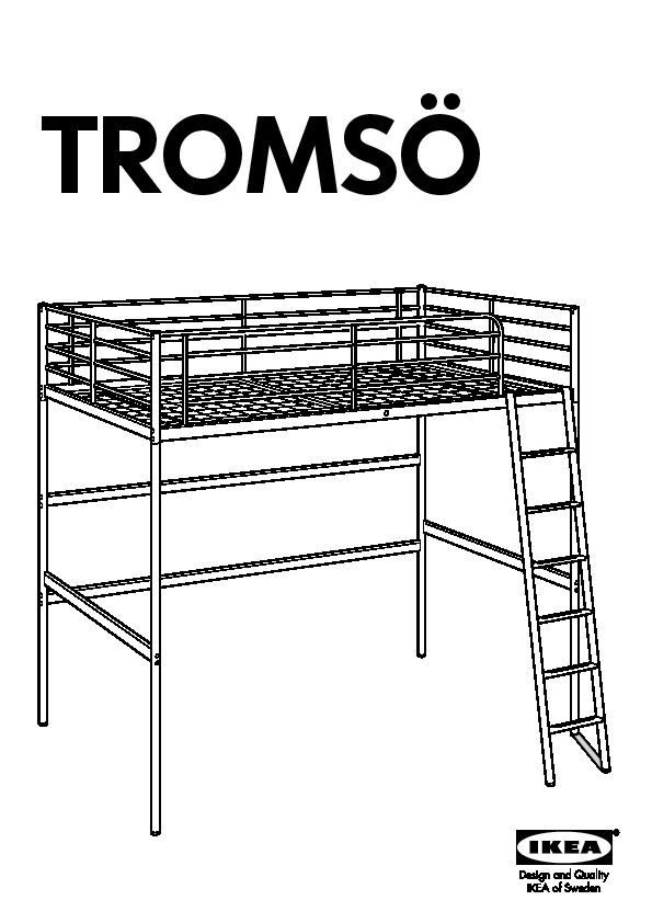 Tromso Loft Bed Frame With Desk Top White Ikea United States Ikeapedia