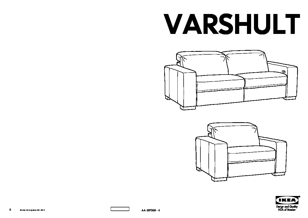 VARSHULT Canapé 2 pl assise/doss réglables
