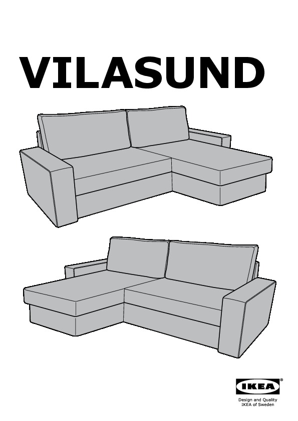 VILASUND frame sofa-bed with chaise longue