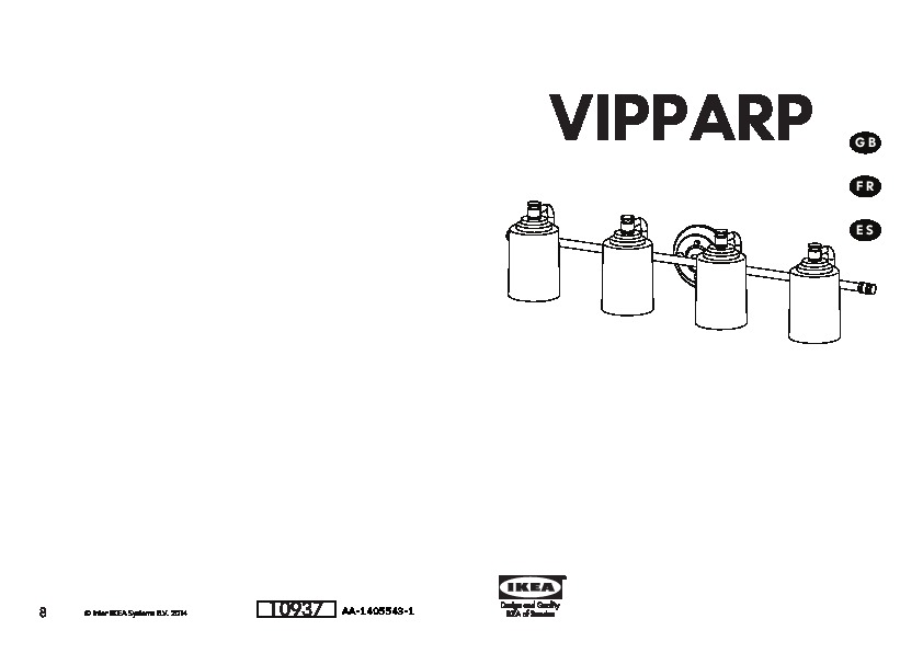 VIPPARP Wall lamp, 4-spots
