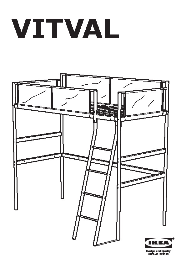 Vitval Loft Bed Frame With Desk Top, Ikea Loft Bed Manual Pdf